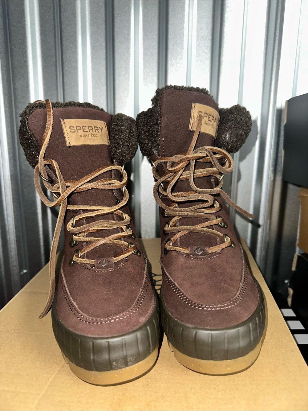 SPERRY Torrent Winter Women’s Brown Leather Lined Snow Boots Lace-Up Size 5.5W